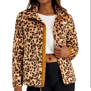 The North Face Women's Tan Leopard Teddy Jacket Small